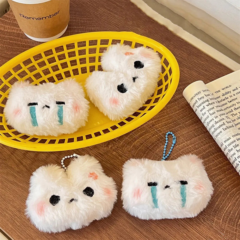 Cute Plush Animal Keychain Pendant – Fluffy Bunny & Bear Bag Charm