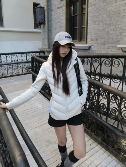 Women's Hooded Patchwork Cotton Jacket – Long Sleeve Sport Coat