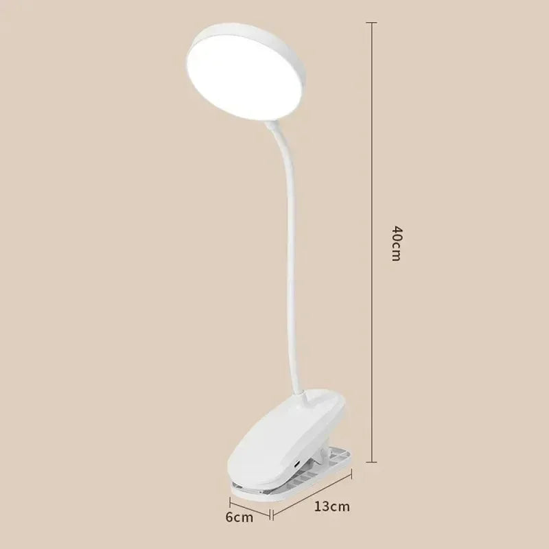 LED Clip-On Desk Lamp – USB Rechargeable Touch Dimming Study Light