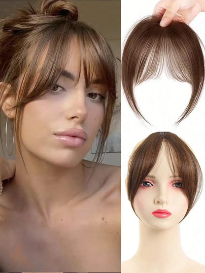 Clip-In Bangs Hair Extension – Synthetic Middle Part Fringe, Natural Seamless Look