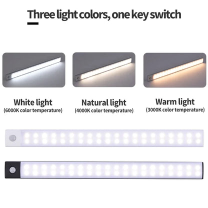Motion Sensor LED Cabinet Light USB Rechargeable – 3 Color Modes, Stepless Dimming