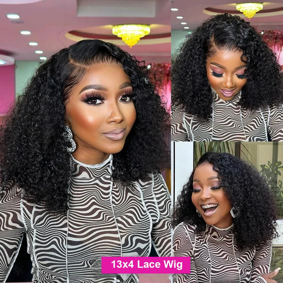 Deep Wave Curly Bob Wig Human Hair Lace Front 13x4 & 4x4