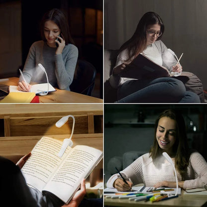 LED Book Light Clip-On – USB Rechargeable, 7 LEDs, 3 Color Modes