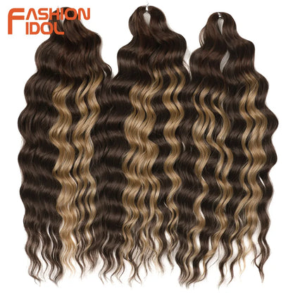 Deep Wave Braiding Hair Extensions 24 Inch – Synthetic Water Wave Crochet Hair