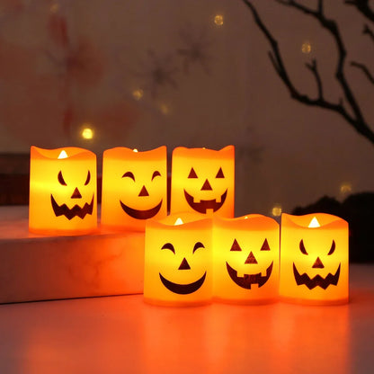 Halloween LED Pumpkin Candle Lights – Battery Powered Set of 6