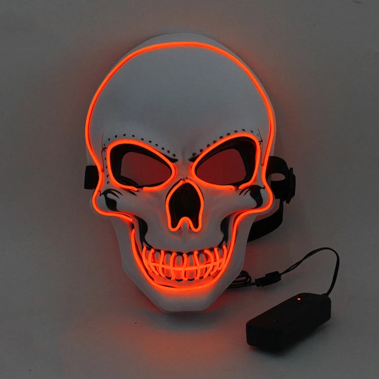 LED Skull Halloween Mask – Glowing Neon Light Cosplay Mask