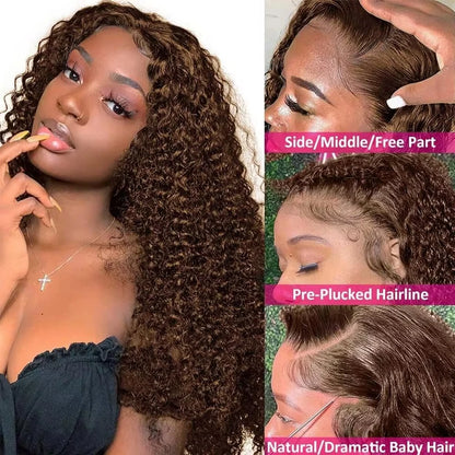 Chocolate Brown Deep Wave HD Lace Front Wig – 13x6, 180%/220%/250% Density