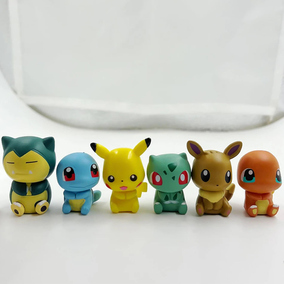 6 Piece Pokémon Pikachu Charmander Squirtle Action Figure Set