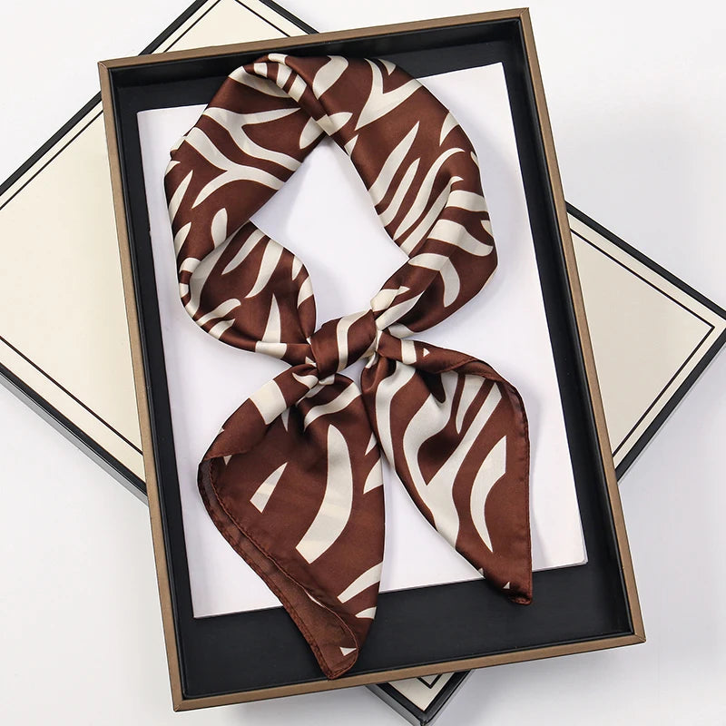 Silk Feel Square Scarf for Women – Satin Hair Wrap & Foulard Shawl