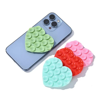 Heart-Shape Suction Cup Phone Holder – Silicone Grip Pad
