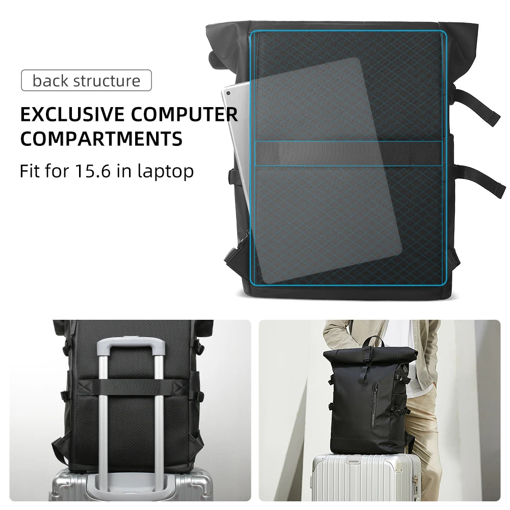Expandable Travel Backpack – Large Capacity Waterproof 15.6" Laptop Bag for Men