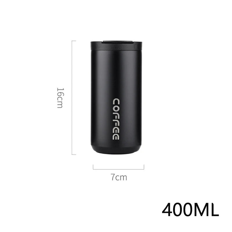 Stainless Steel Vacuum Thermos Coffee Mug 400ml – Leakproof Travel Cup
