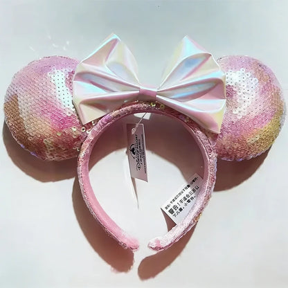 Minnie Mouse Sequin Ears Headband with Bow – Disney Park Style