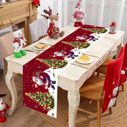 Christmas Table Runner – Festive Gnome & Santa Holiday Tablecloth