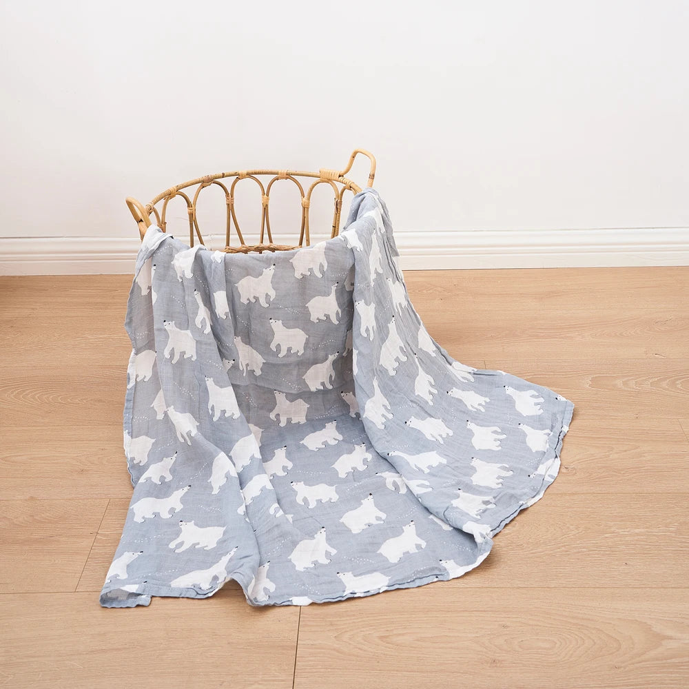 Baby Muslin Swaddle Blanket – Soft Bamboo Cotton, 47x43in, 22 Prints