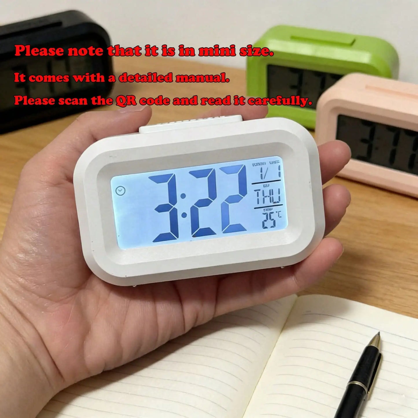 Smart Digital Alarm Clock – Mini Desktop Bedside Glow-in-the-Dark