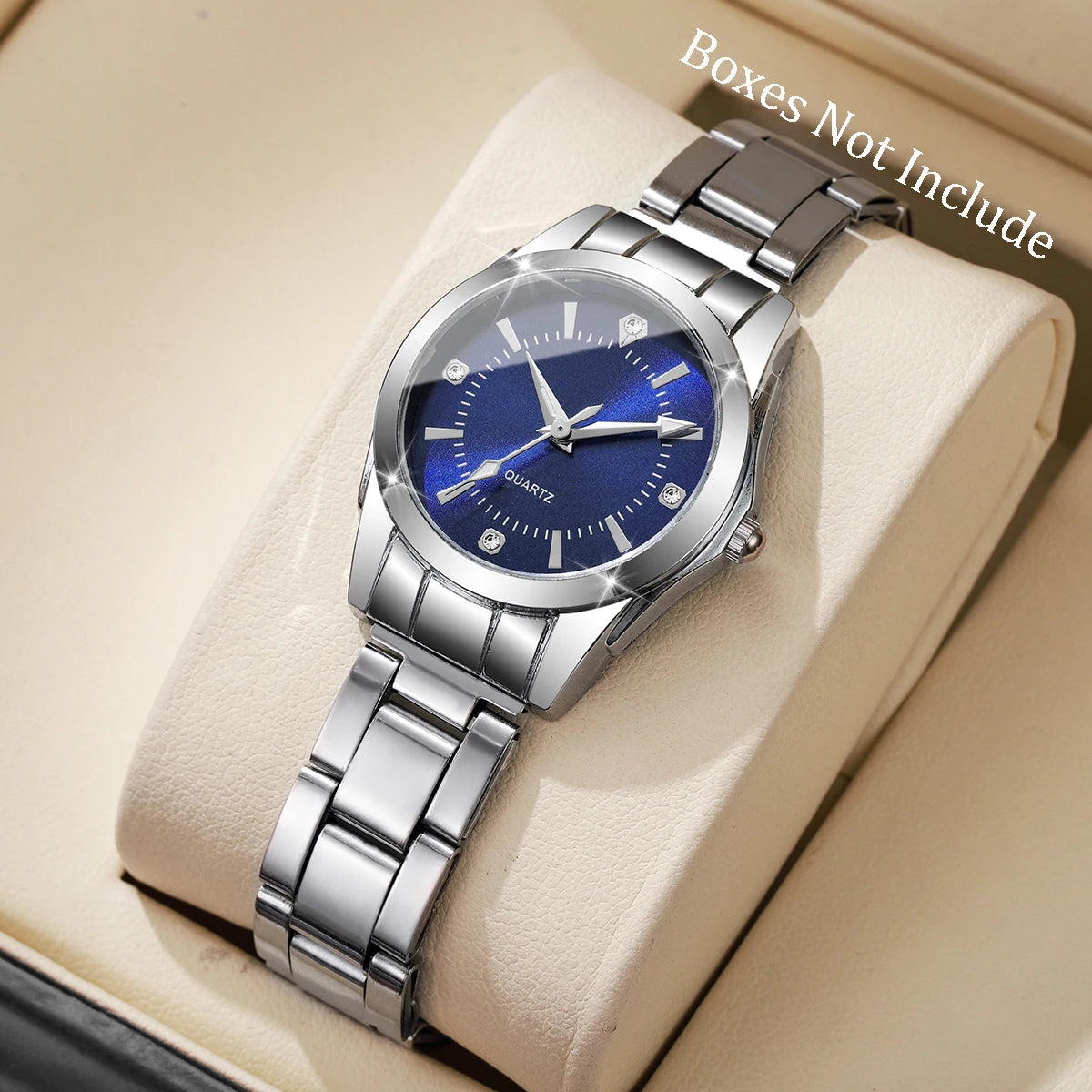 Rhinestone Women's Quartz Watch – Silver Steel Bracelet, No Box