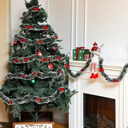 Christmas Tinsel Garland with Decorative Bows