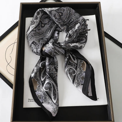 Silk Feel Square Scarf for Women – Satin Hair Wrap & Foulard Shawl