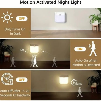 Motion Sensor Night Light USB Rechargeable Square LED Lamp