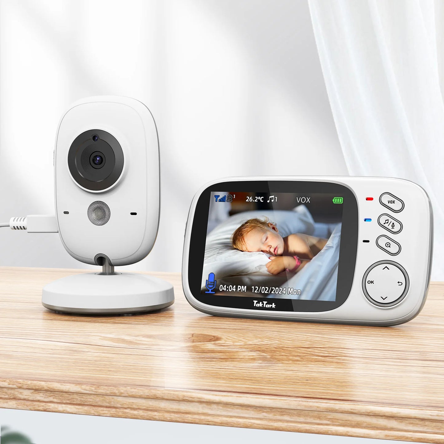 TakTark Wireless Video Baby Monitor – 3.2" Screen, Night Vision & Two-Way Talk