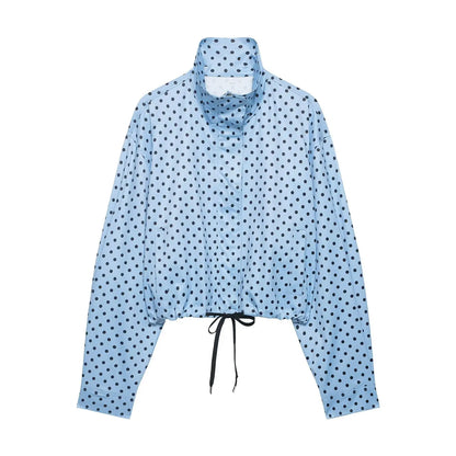 Women's Polka Dot Turtleneck Jacket & Shorts Set – Casual Autumn Outfit