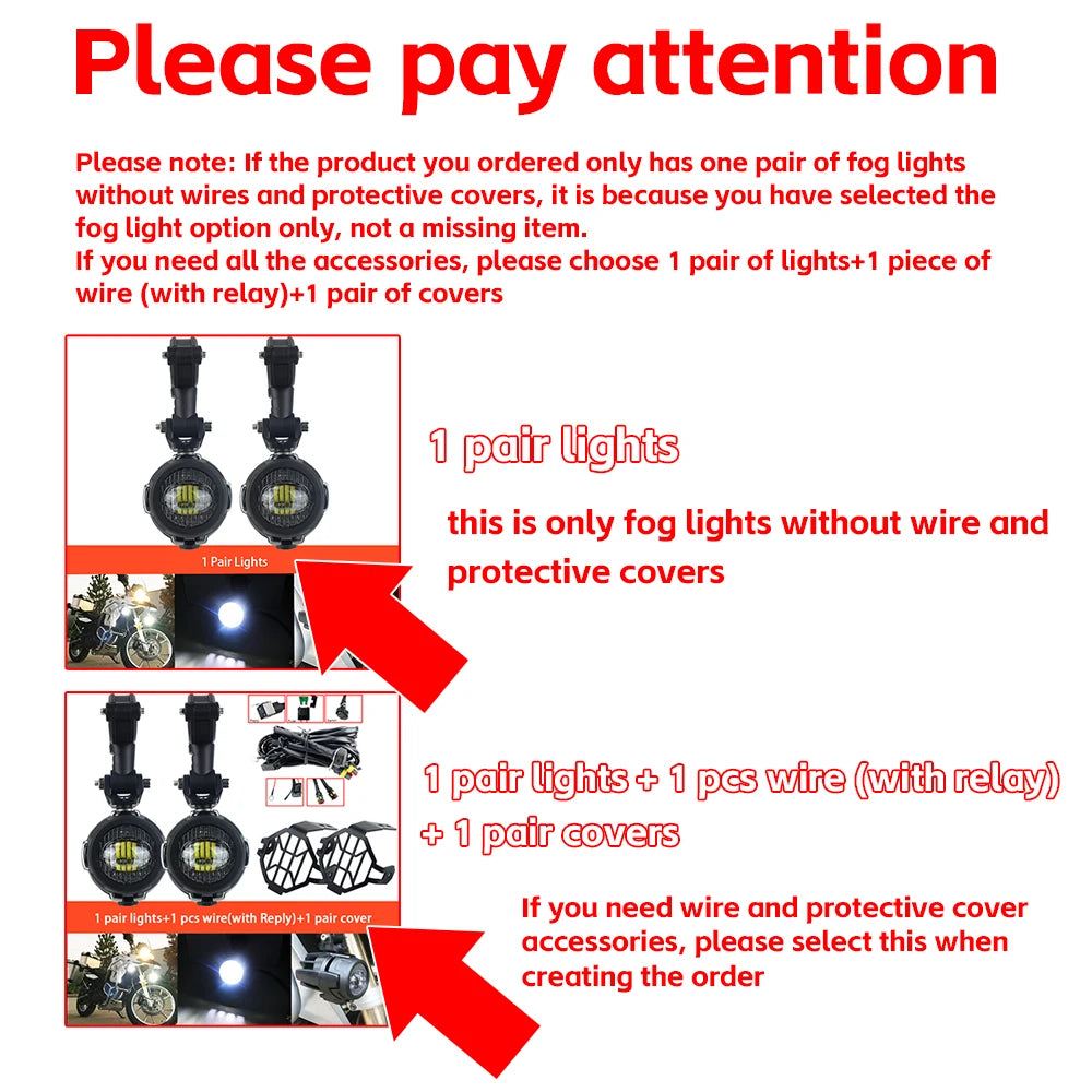 Motorcycle LED Auxiliary Driving Lights 40W 6000K – Universal Fog Spot Lamps