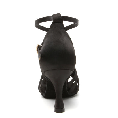 Women's Latin Dance Shoes with Suede Sole & Cuban Heel
