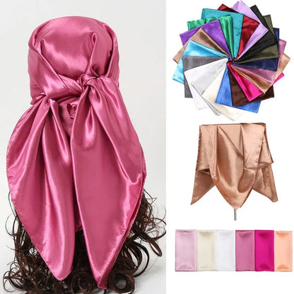 Satin Silk Scarf for Women – Solid Color Shawl & Hijab Wrap