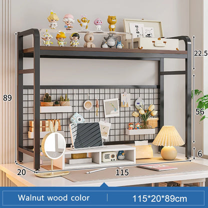 Multi-Layer Desktop Bookshelf with Wrought Iron Frame
