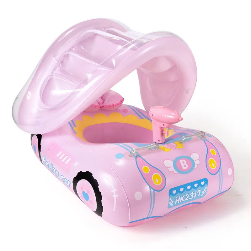 Kids Inflatable Pool Float Car Ride-On with Steering Wheel