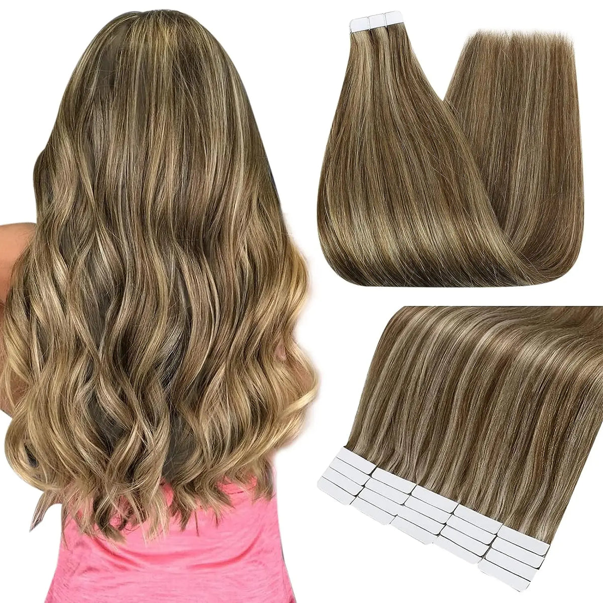 Tape-In Hair Extensions 100% Remy Human Hair Straight Seamless