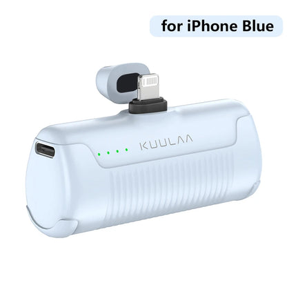 KUULAA Mini Power Bank 4500mAh – Plug-In Portable Charger for iPhone & USB-C