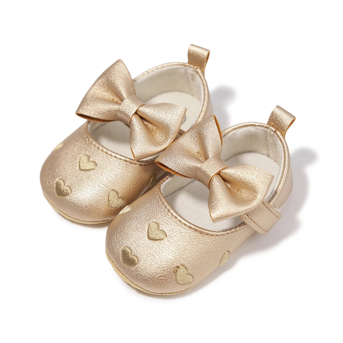 Baby Girl Bow-Knot First Walker Shoes – Soft Sole Heart Flats