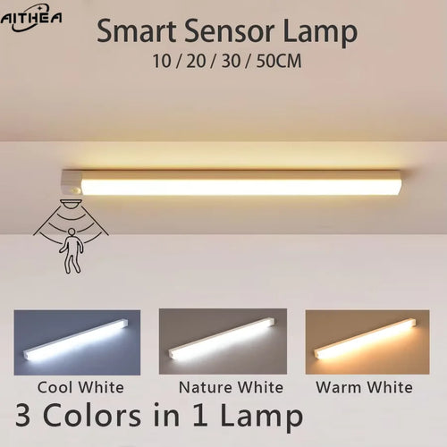 LED Motion Sensor Cabinet Light – USB Rechargeable, 3 Colors