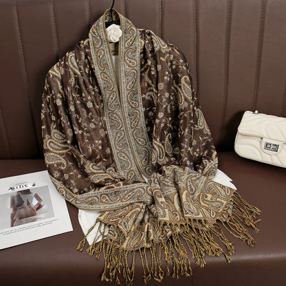 Paisley Print Cashmere Pashmina Shawl for Women – Warm Winter Wrap