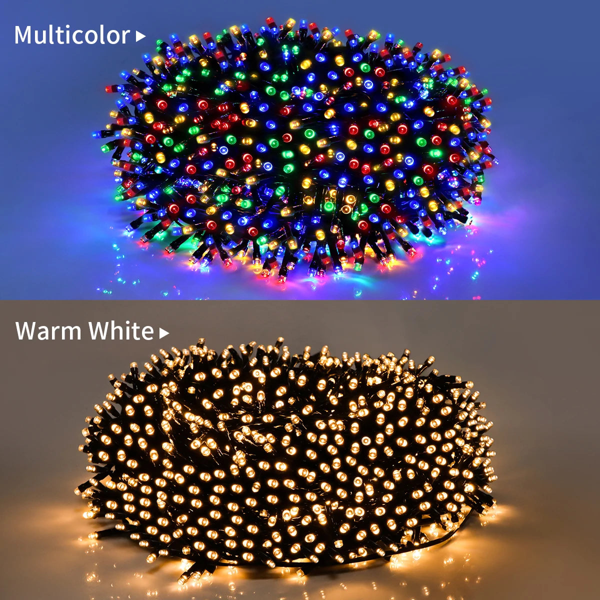Waterproof LED Fairy String Lights – RGB, Warm White & White, 10–100m