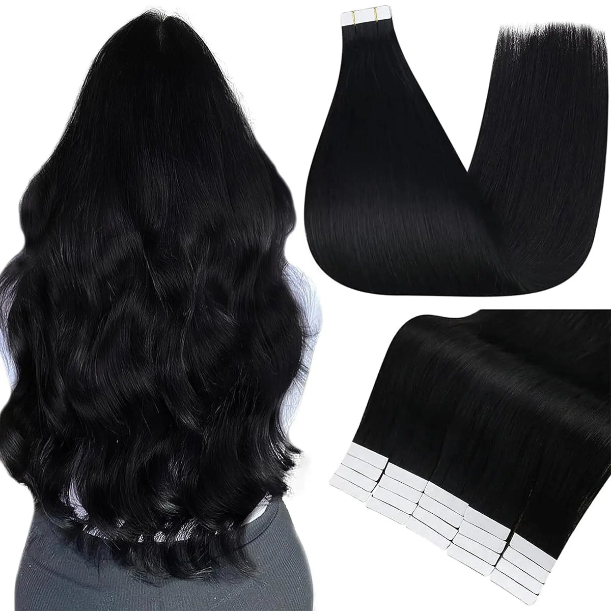Tape-In Hair Extensions 100% Remy Human Hair Straight Seamless