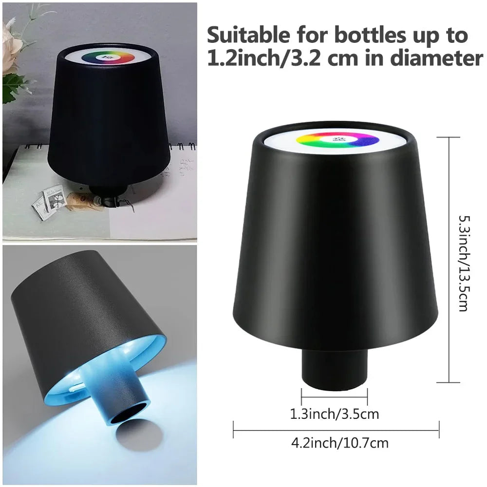 Wireless Bottle Lamp – Touch Control, 3-Color Stepless Dimming for Bar & Restaurant