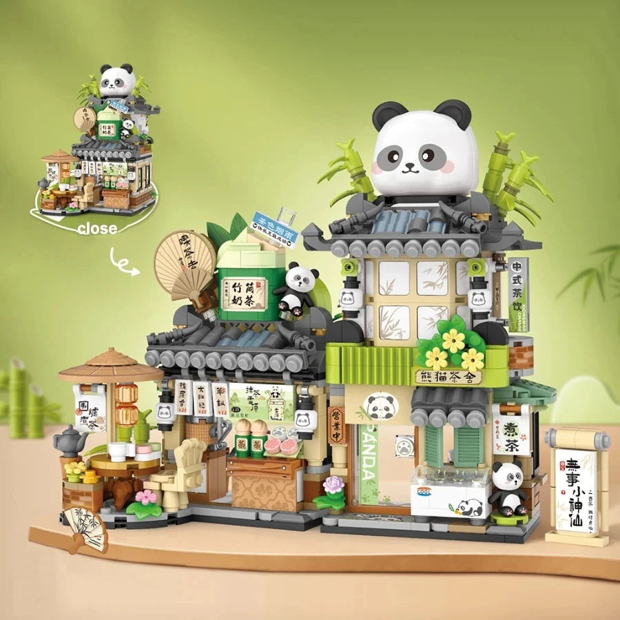 Street View Cafe Building Blocks Set – Cute Bear Coffee Shop Model