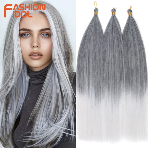 Straight Ponytail Crochet Braiding Hair 28 Inch 3 Packs Synthetic