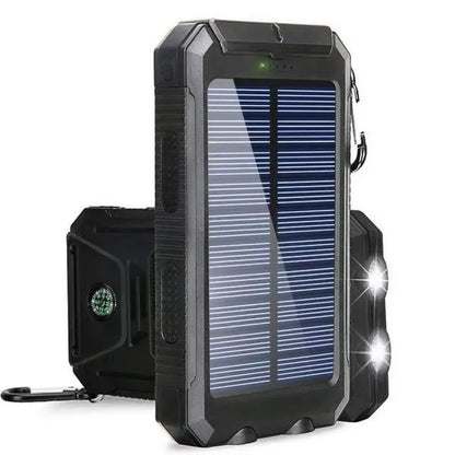 Solar Power Bank 80000mAh Portable Charger with LED Flashlight & Carabiner