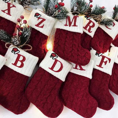 Christmas Alphabet Knit Stocking Ornament – 26 Letters