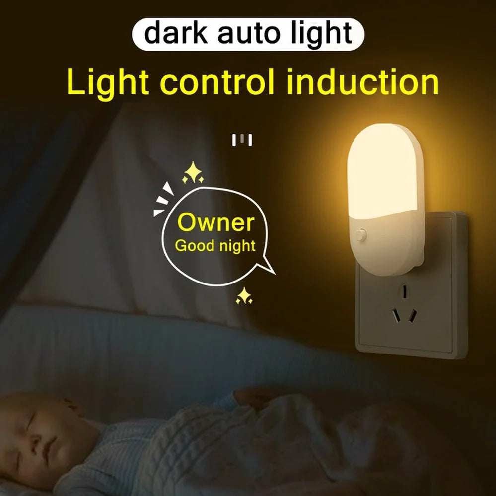 LED Plug-In Night Light – Bedside Lamp for Bedroom, Kids & Hallway