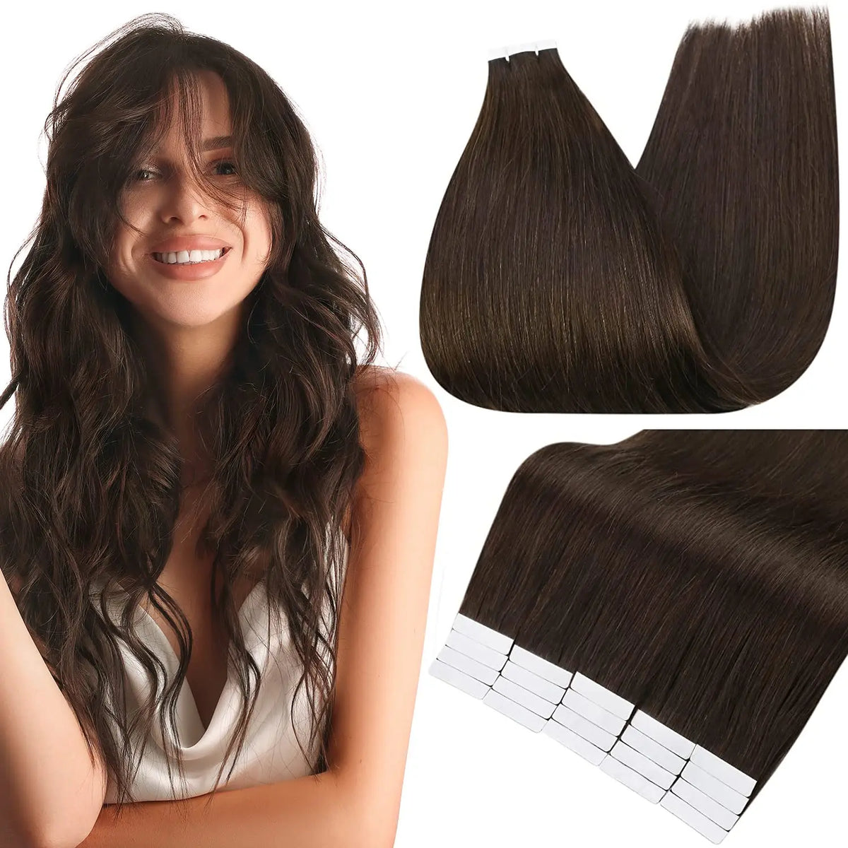 Tape-In Hair Extensions 100% Remy Human Hair Straight Seamless