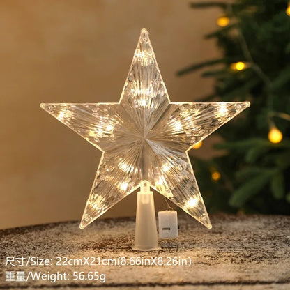 LED Moon & Star Christmas Tree Topper Light – Warm White Glow