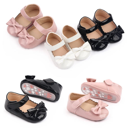 Baby Girl Mary Jane Shoes – Soft Sole Bowknot PU Leather Flats