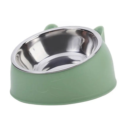Tilted Stainless Steel Pet Feeding Bowl for Cats & Dogs