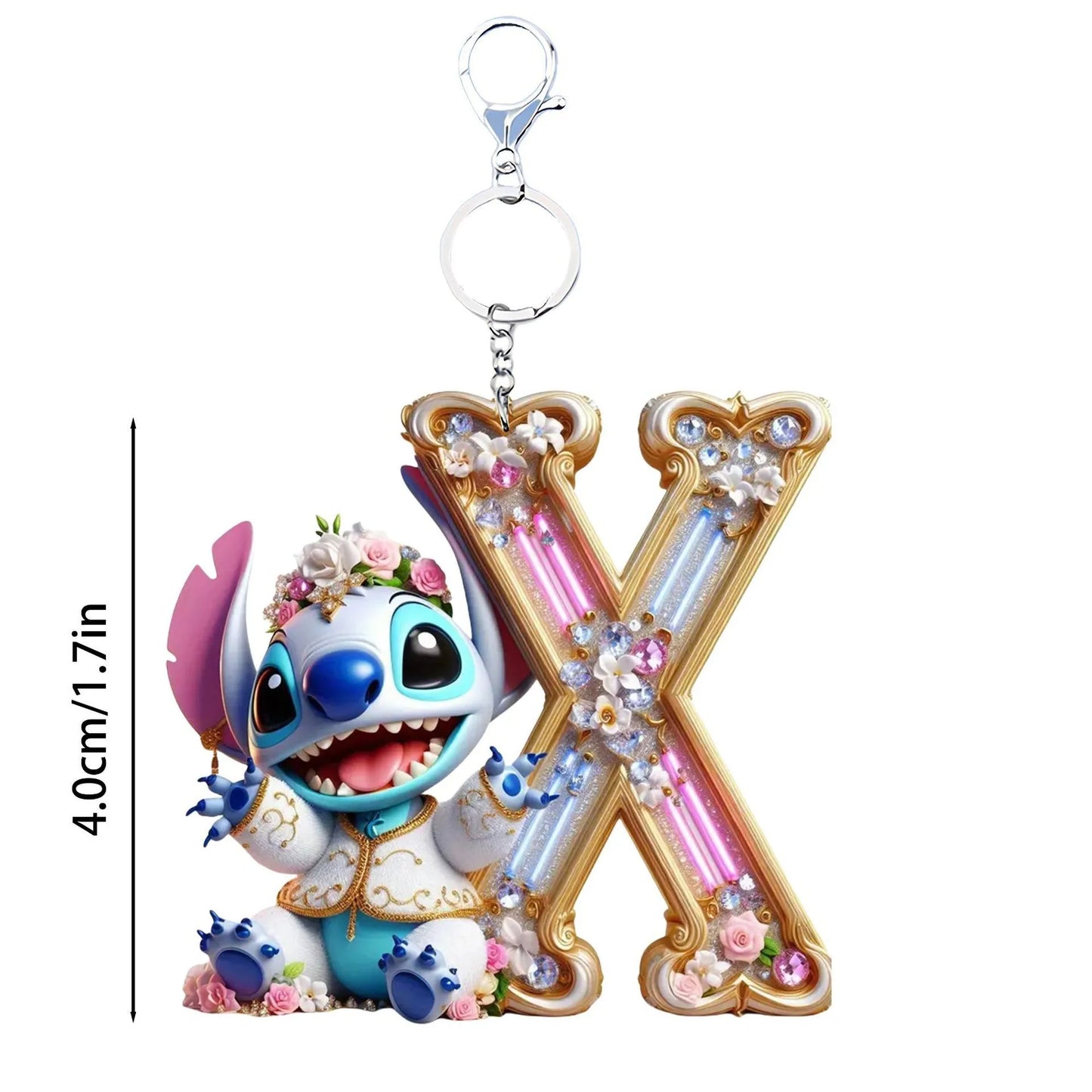 Stitch Letter Keychain – Acrylic Initial Pendant A–Z