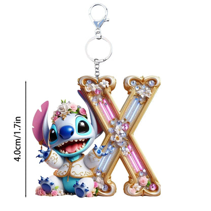 Stitch Letter Keychain – Acrylic Initial Pendant A–Z